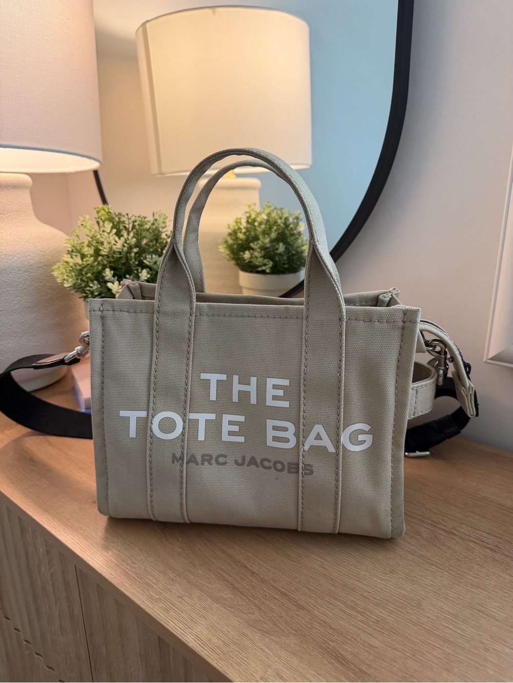 Marc Jacobs Beige Canvas Mini Tote with Black Strap - Picture 2 of 13
